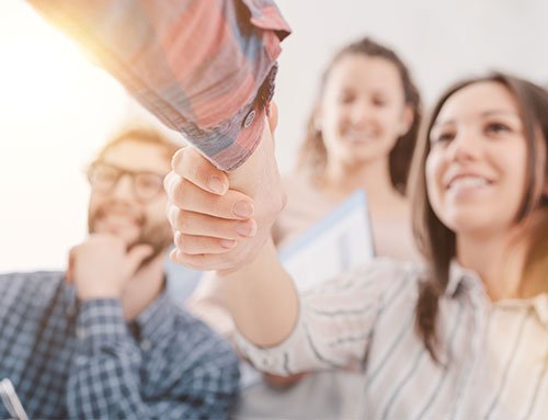 Woman shaking hands