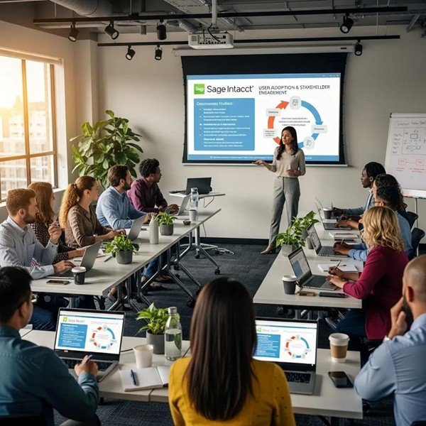 Intacct article 2 3 A trainer presenting on Sage Intacct