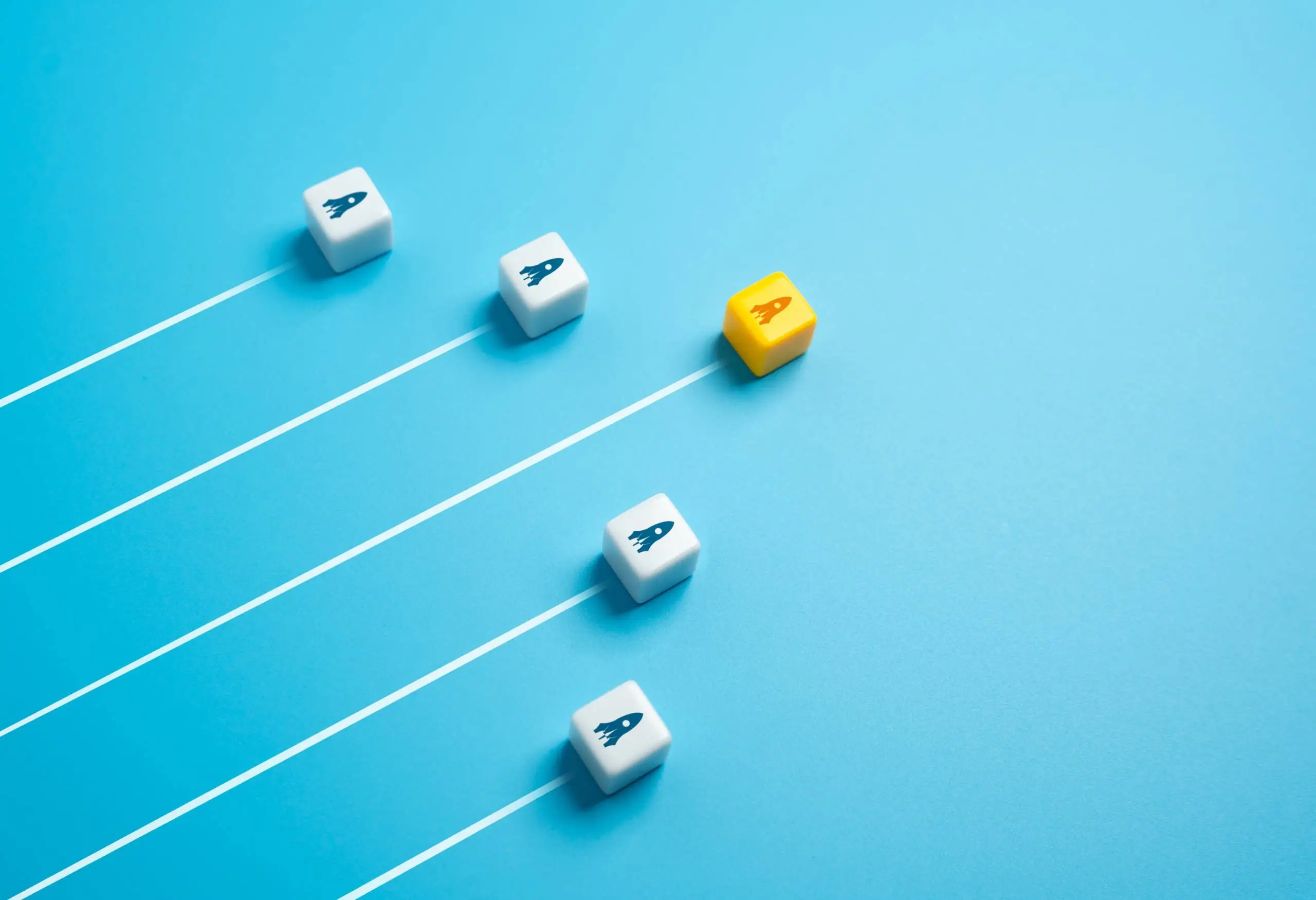 year end close checklist - 4 white blocks and one yellow showing a race