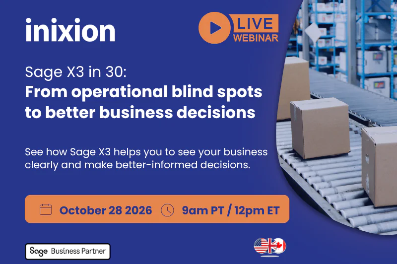 Sage X3 in 30 webinar - October 28